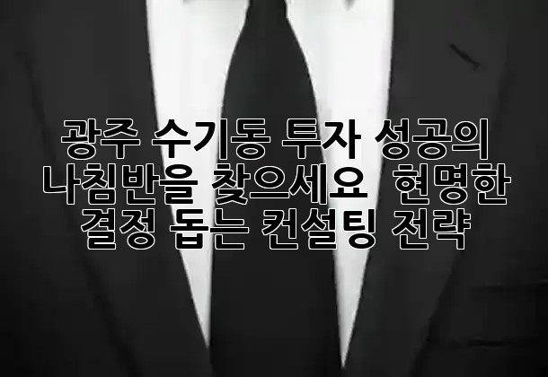 광주 수기동 투자, 성공의 나침반을 찾으세요? 🧭 현명한 결정 돕는 컨설팅 전략! ✨